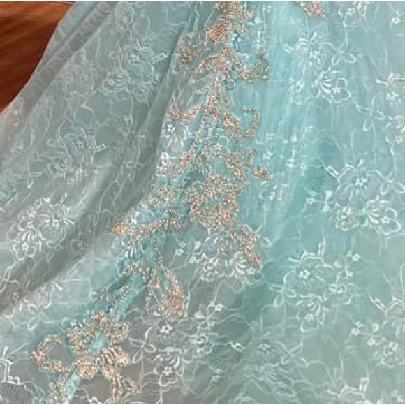 Mint Green Lace Gown, Size 10 - Picture 4 of 8